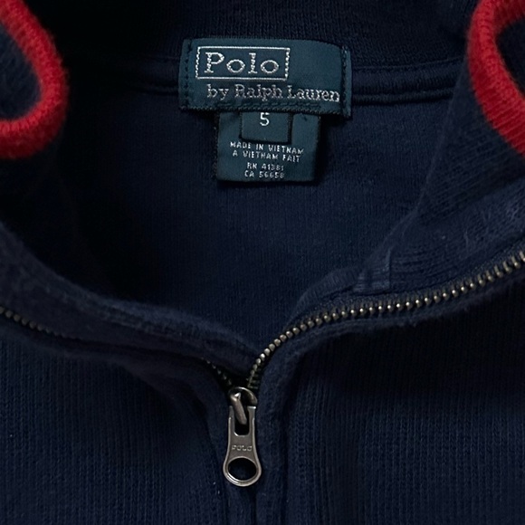Polo Ralph Lauren Boys French-Rib Pullover Quarter Zip Pony Logo Sweater Sz 5 - Picture 6 of 8